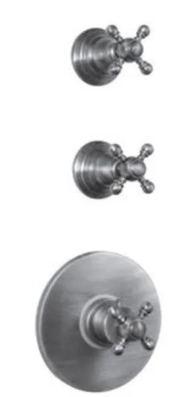 PB Classic nostalgic built-in shower thermostat with 2 stop valves, stainless steel look