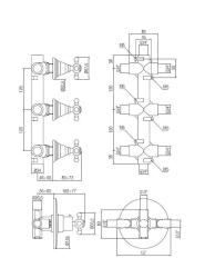 PB Classic nostalgic built-in shower thermostat with 3 chrome shut-off valves