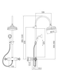 PB Classic shower column with thermostatic faucet and rain shower Bronze