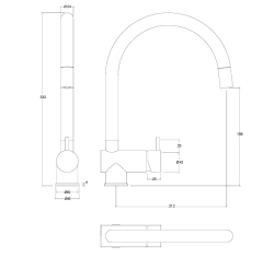 Waterevolution Flow kitchen mixer brushed brass with pull-out spout T155LE