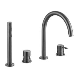 Waterevolution Flow 4-hole bath faucet for Bathtub rim mounting full PVD Gun Metal T138GME