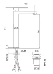 PB Kiki 1-hole high sink faucet chrome