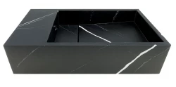 Solid-S Marble solid surface basin B40xD22xH10cm marble matte black left without tap hole 1208954632