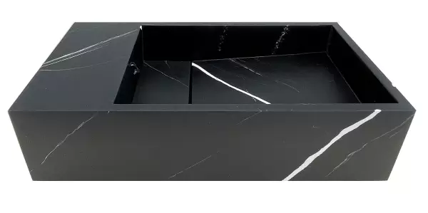 Solid-S Marble solid surface basin B40xD22xH10cm marble matte black left without tap hole 1208954632