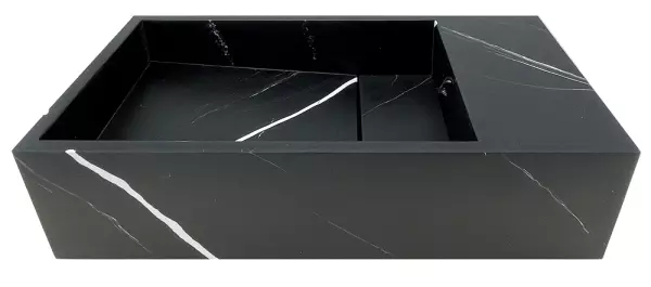 Translation: Solid-S Marble solid surface basin B40xD22xH10cm marble matte black right without tap hole 1208954635