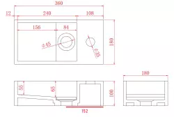 Translation: Solid-S Marble solid surface basin B36xD18xH10cm marble matte black right with tap hole 1208954638