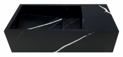 Solid-S Marble solid surface basin B36xD18xH10cm marble matte black right without tap hole 1208954639