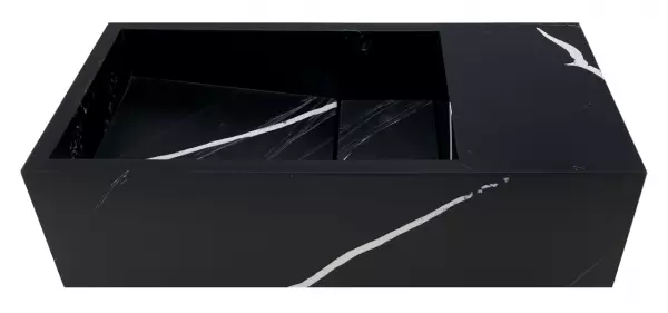 Solid-S Marble solid surface basin B36xD18xH10cm marble matte black right without tap hole 1208954639