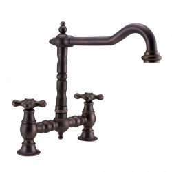 PB Nostalgic Bridge kitchen tap dark bronze angled spout with star knobs 1208954667.