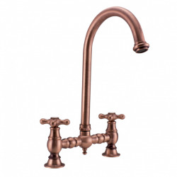 PB Nostalgic Bridge kitchen tap copper round spout with star knobs 1208954670