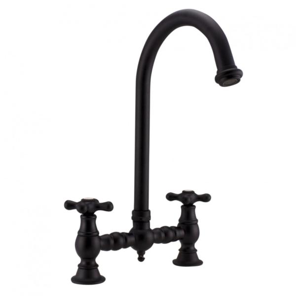 PB Nostalgic Bridge kitchen tap matt black round spout with star knobs 1208954671