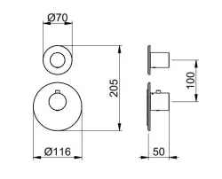 SB 316 AESTHETICS Round concealed thermostatic mixer with 1 outlet / shut-off valve made entirely of stainless steel 1208954889