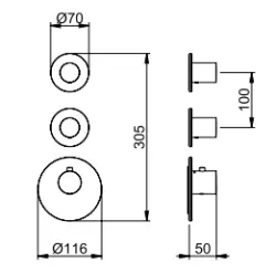 SB 316 AESTHETICS Round concealed thermostatic mixer with 2 outlets / 2 shut-off valves made entirely of stainless steel 1208954919