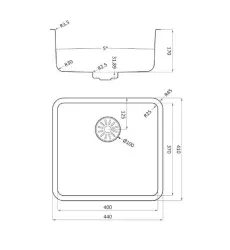 Lorreine Pro stainless steel sink 40cm flush-mounted undermount and inset1208954978