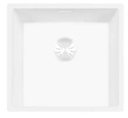 Lorreine 40WQ-FU White Quartz sink 40x40cm undermount flush-mounted with white basket strainer 1208955079