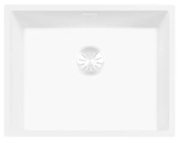 Lorreine 50WQ-FU White Quartz sink 50x40cm undermount flush-mounted with white basket strainer 1208955082