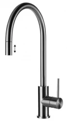 Lorreine Aire full stainless steel kitchen tap with pull-out spout and swivel 1208955085