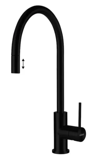 Lorreine Aire black kitchen tap completely stainless steel matt black Black with pull-out spout 1208955087