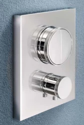 SB Push Square concealed thermostatic mixer with push button diverter and flow regulator chrome 1208955122