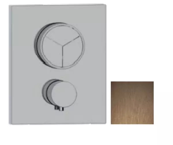 SB Push Square concealed thermostatic mixer with push button 3-way diverter and flow regulator PVD copper 1208955136