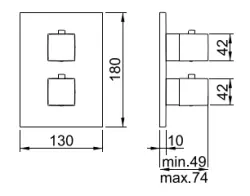 SB Universal Square concealed thermostatic mixer with 2 outlets chrome 1208955139