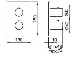 SB Universal Round on Square concealed thermostatic mixer with 2 outlets stainless steel 1208955156