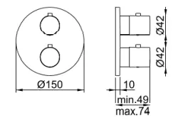 SB Universal Round concealed thermostatic mixer with 2 outlets stainless steel 1208955163