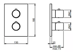 SB Universal Round on Square concealed thermostatic mixer with 2 outlets completely in stainless steel 316 1208955192