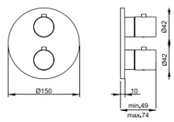 SB Universal Round concealed thermostatic mixer with 2 outlets completely in stainless steel 316 1208955193