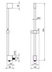 SB Rubinetterie Universal slide bar 90cm with water supply chrome 1208955200