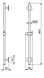 SB Rubinetterie Universale L900 shower rail, entirely made of stainless steel 316, 1208955238