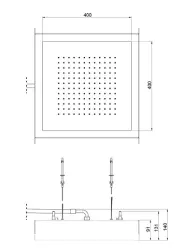 SB Rainbow recessed ceiling-mounted rain shower with lighting and single spray mode, entirely stainless steel, model number 1208955375