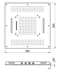 SB Square recessed rain shower with 4 spray modes and chromotherapy lighting, matte black 1208955385