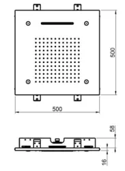 SB Chromotherapy Built-in Rain Shower with 3 Spray Modes 50x50 cm Matte Black 1208955445