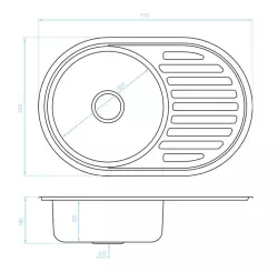 Ausmann Basic round sink with drainer stainless steel 77x50 cm including siphon 1208955523