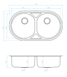 Aquadesign Fano double stainless steel round sink inset stainless steel 1208955525