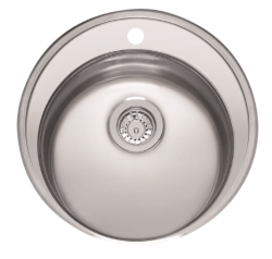 Reginox round stainless steel sink Moscow OKG CC clean and care inset with tap hole R02810