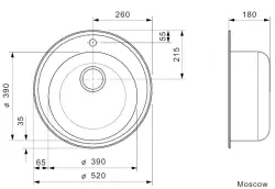 Reginox round stainless steel sink Moscow OKG CC clean and care inset with tap hole R02810