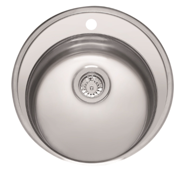 Reginox round stainless steel sink Moscow OKG CC clean and care inset with tap hole R02810