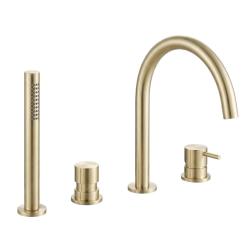 Waterevolution Flow 4-hole bath faucet for Bath rim mounting full PVD light gold T138WGE