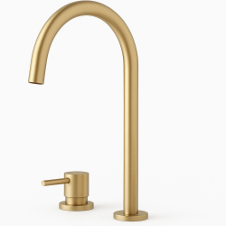 Waterevolution Flow 2-hole basin mixer with high U 200mm spout Light Gold T1122UWGE