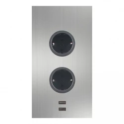 Indux Power socket 2ST22 with 2 outlets and 2 USB sockets stainless steel