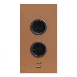 Indux Power socket 2ST22 with 2 outlets and 2 USB sockets Copper - with earthing pin