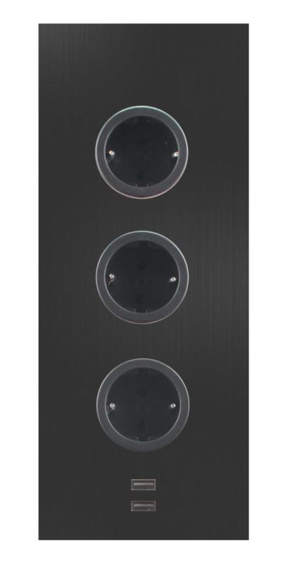 Indux Power Strip with 3 Sockets, Grounding, and Dual USB-A&C Charger, Black 1208955899