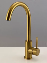 Quadri York kitchen mixer tap PVD matt gold with swivel spout 1208955905