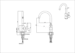 Quadri York kitchen mixer tap PVD brushed copper with swivel spout 1208955906