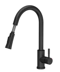 Quadri Leeds kitchen mixer tap with pull-out shower with 2 settings matt black 1208955907