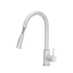 Quadri Leeds kitchen mixer tap with pull-out shower with 2 settings matt white 1208955908