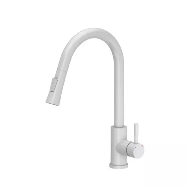 Quadri Leeds kitchen mixer tap with pull-out shower with 2 settings matt white 1208955908