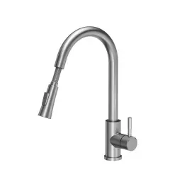 Quadri Leeds kitchen mixer tap with pull-out shower with 2 settings brushed steel 1208955909